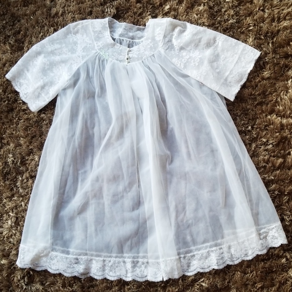 Vintage Sheer Babydoll Peignoir Open Front Robe